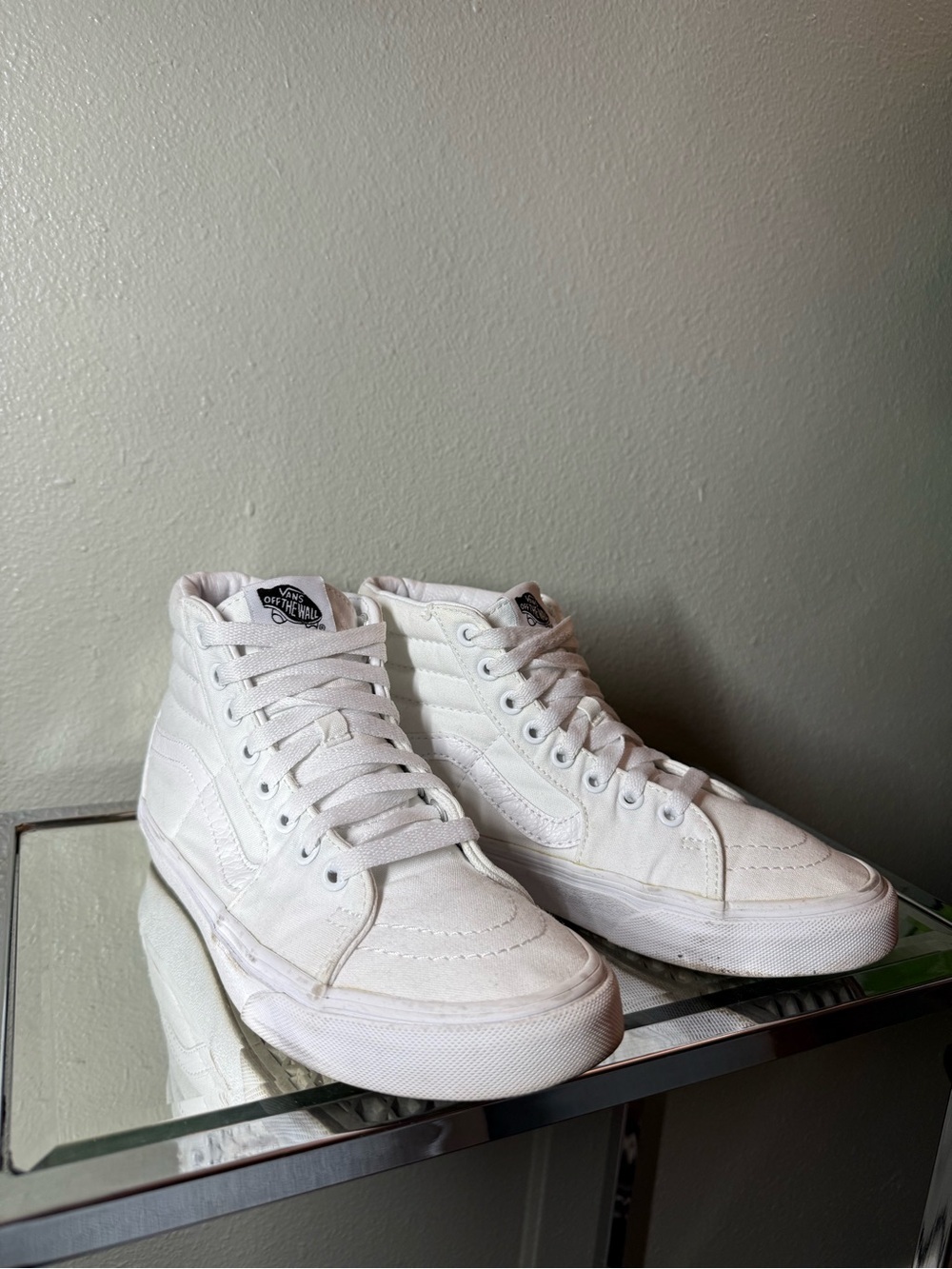 Vans Sk8-Hi True White Canvas High Top Sneakers Women’s 7 Men’s 5.5 - Picture 5 of 9